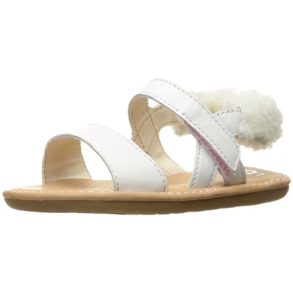 NEW UGG Baby Dorien Sheepskin Wrapped Sling Back White Open Toe Strap Sandal - Picture 2 of 7